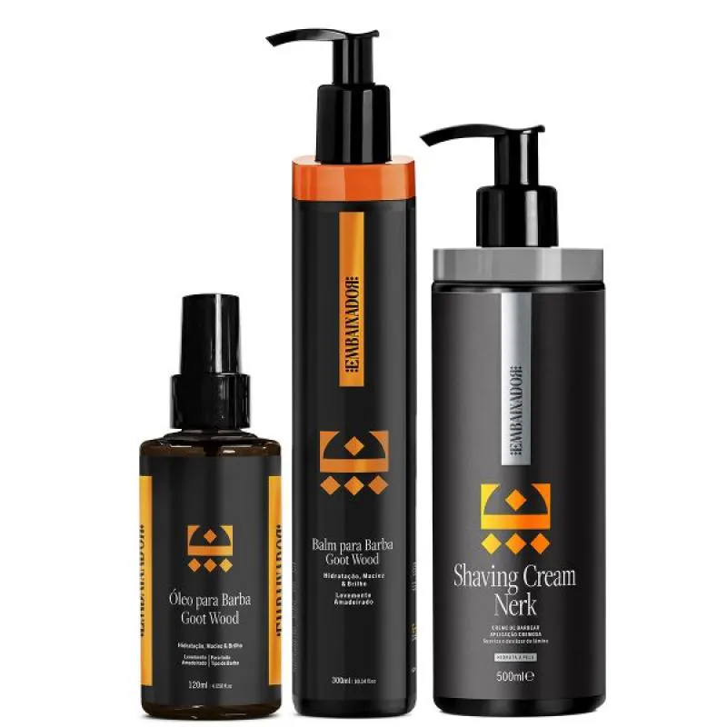 Shaving Cream + Óleo E Balm Goot Wood Bancada Embaixador 500ml