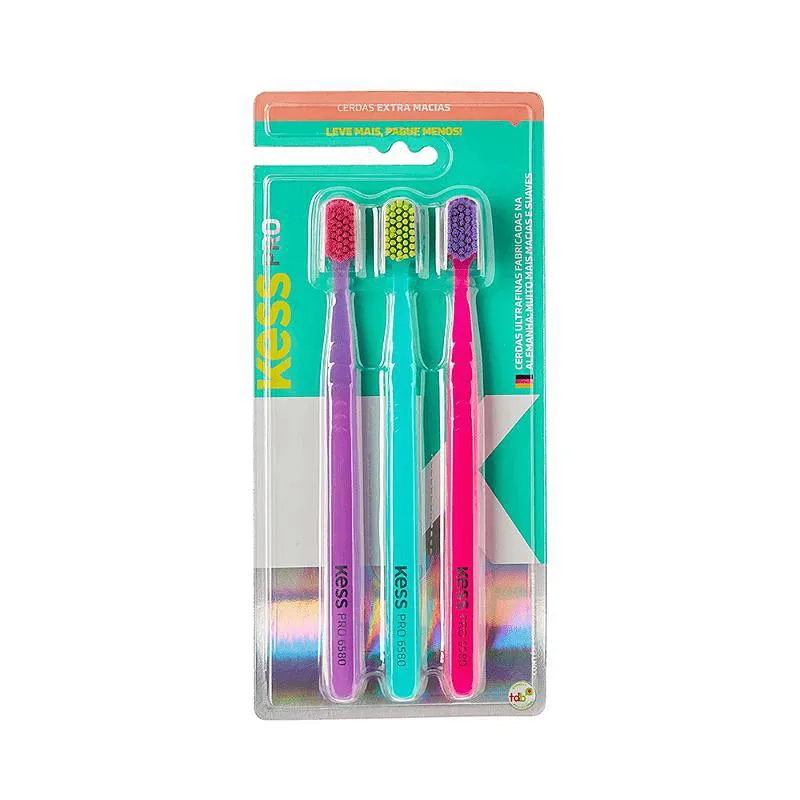 Kess Pack Escovas Dentais Pro Extra Macias (3 Unidades)