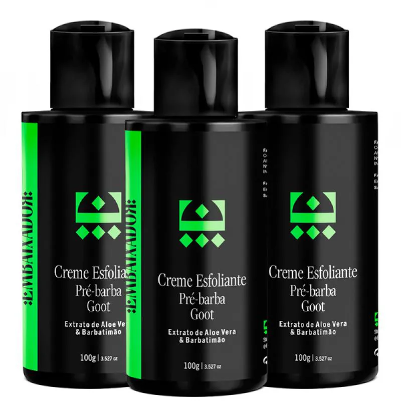 Kit 03 Creme Esfoliante Pré-barba Goot Embaixador 100g