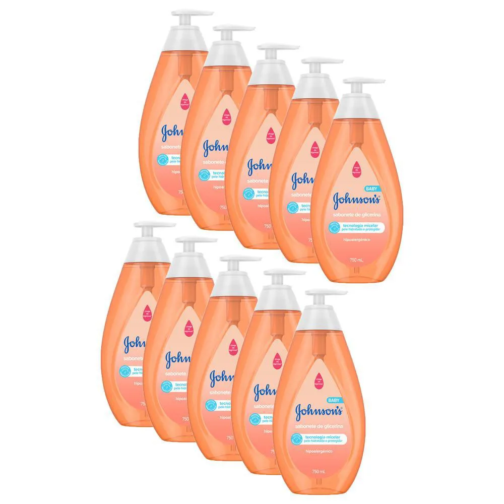 Kit 10 Sabonetes Líquido Johnson's Cabeça Aos Pés 750ml