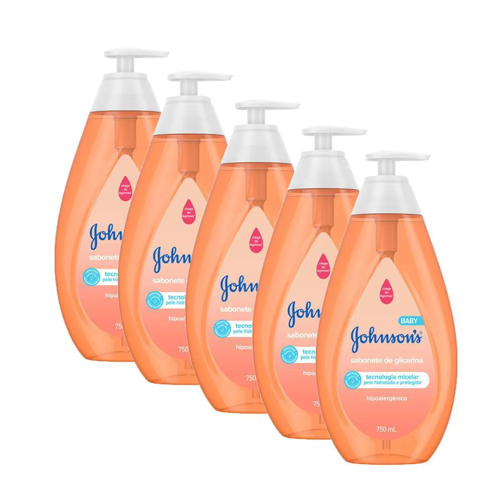 Kit 5 Sabonetes Líquido Johnson's Cabeça Aos Pés 750ml