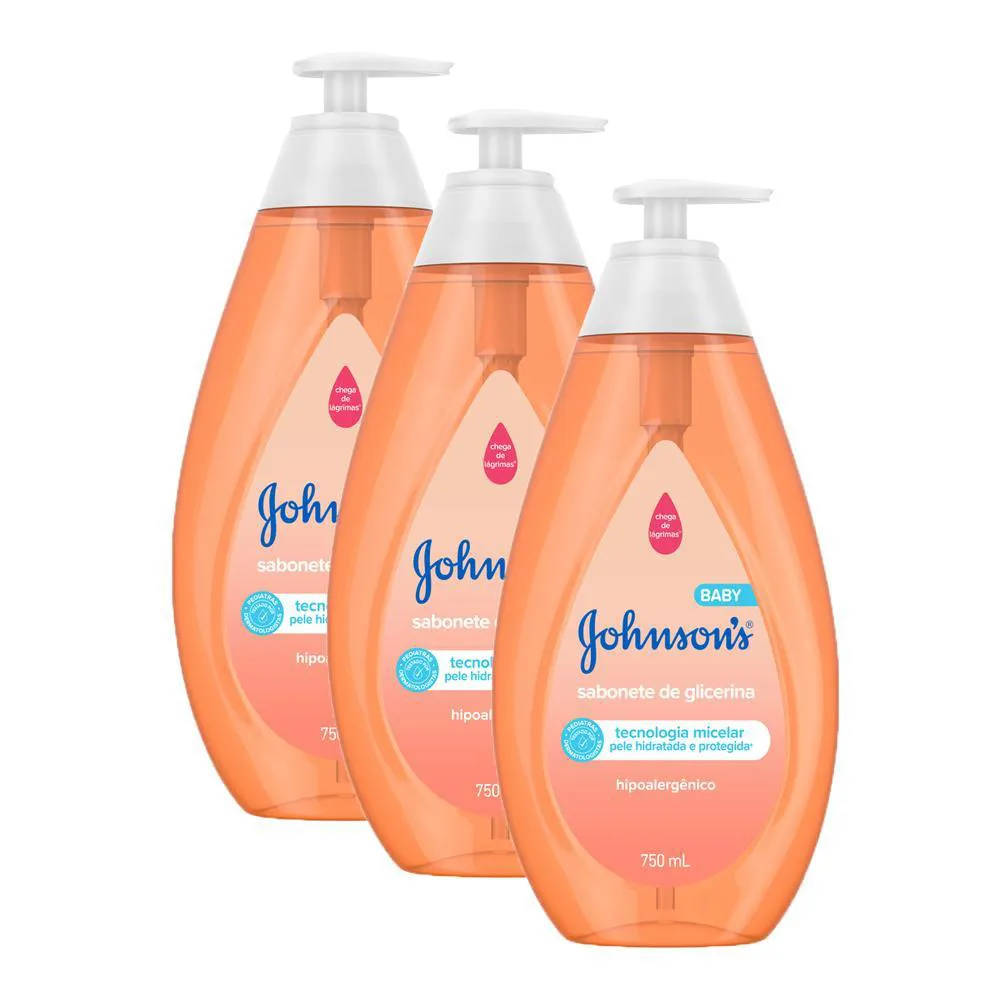 Kit 3 Sabonetes Líquido Johnson's Baby da Cabeça Aos Pés 750ml