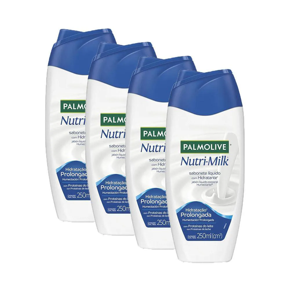 Kit com 4 Sabonete Líquido Palmolive Nutri-Milk Hidratante 250ml Cada