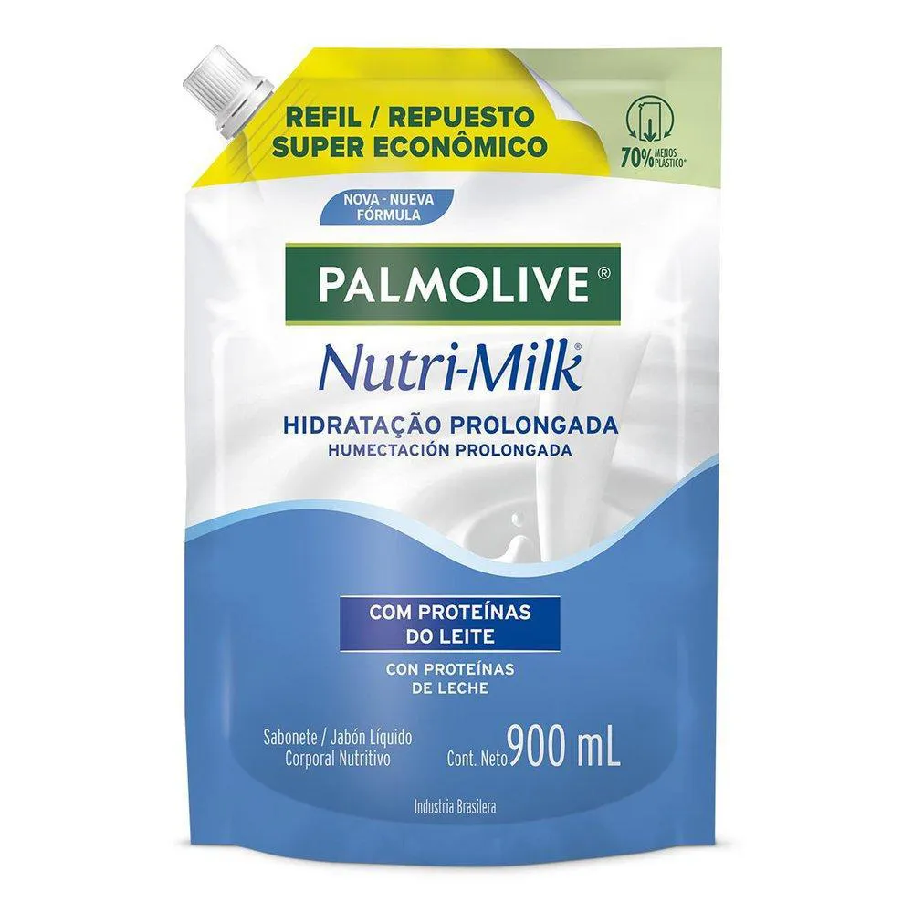 SABONETE LíQUIDO PARA MãOS PALMOLIVE NUTRIMILK HIDRATAçãO 900ML REFIL SUPER ECONôMICO