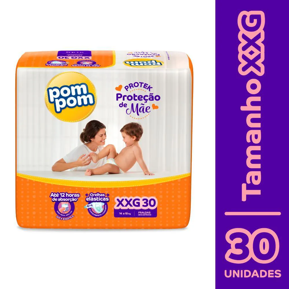 Fralda Pom Pom Derma Protek Mega XXG 30 unidades