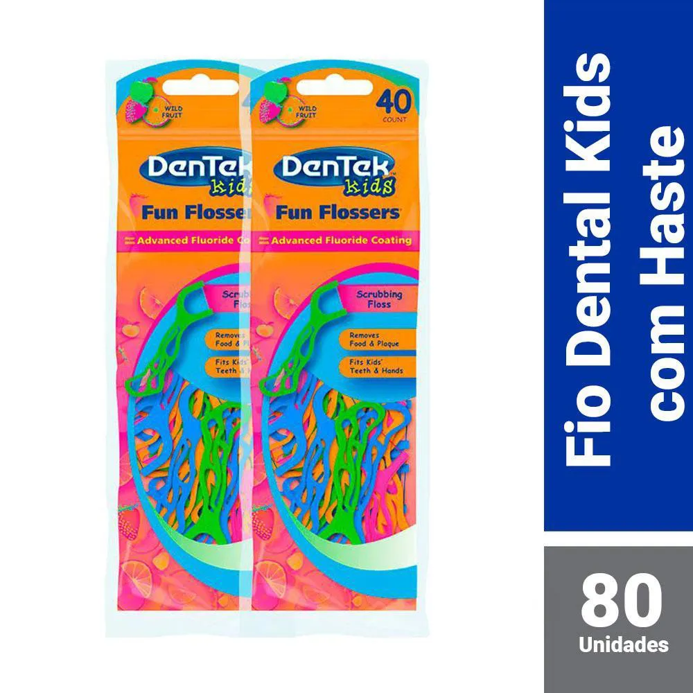 Kit Fio Dental Kids DenTek Fun Flossers 80 unidades