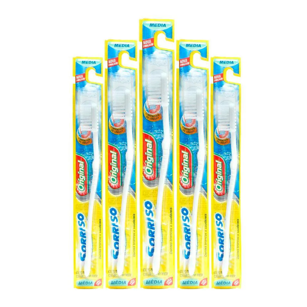 Kit 5 Escova Dental Sorriso Original Média