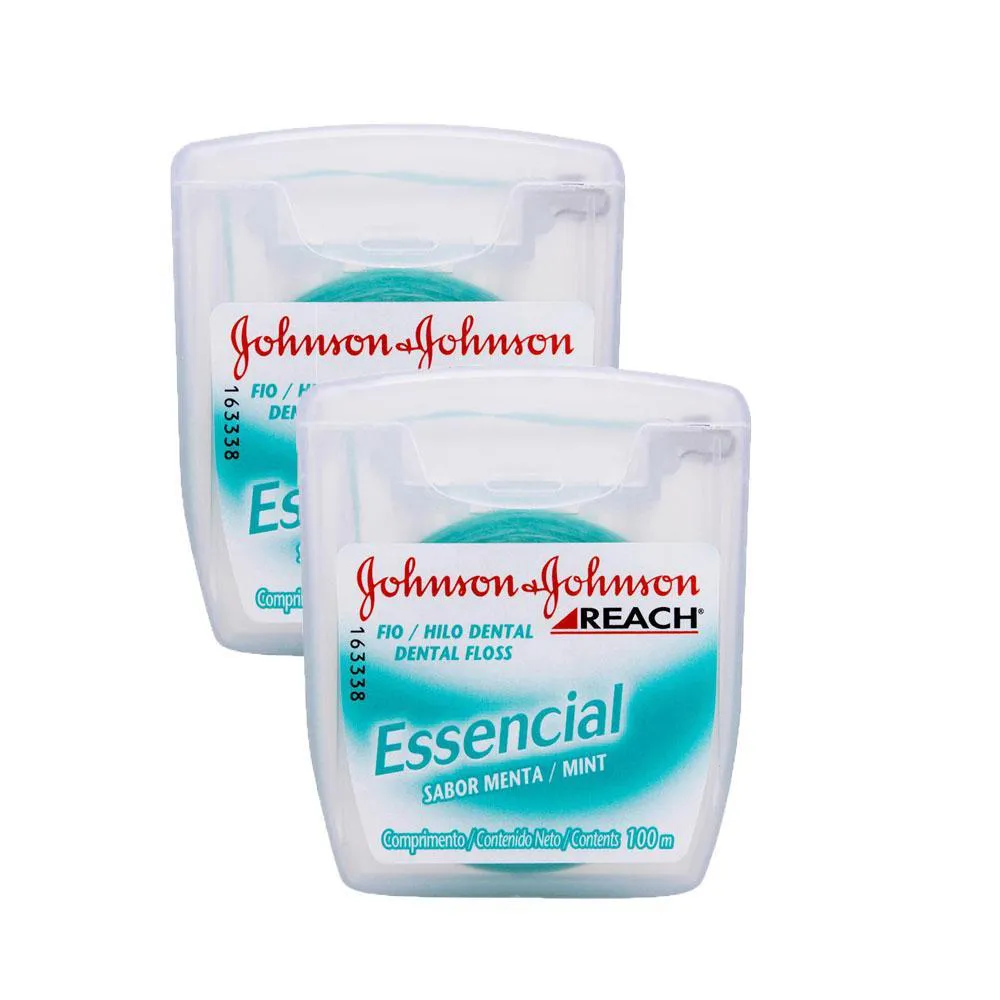 Kit 2 Fios Dentais J&j Reach Essencial Menta 100m
