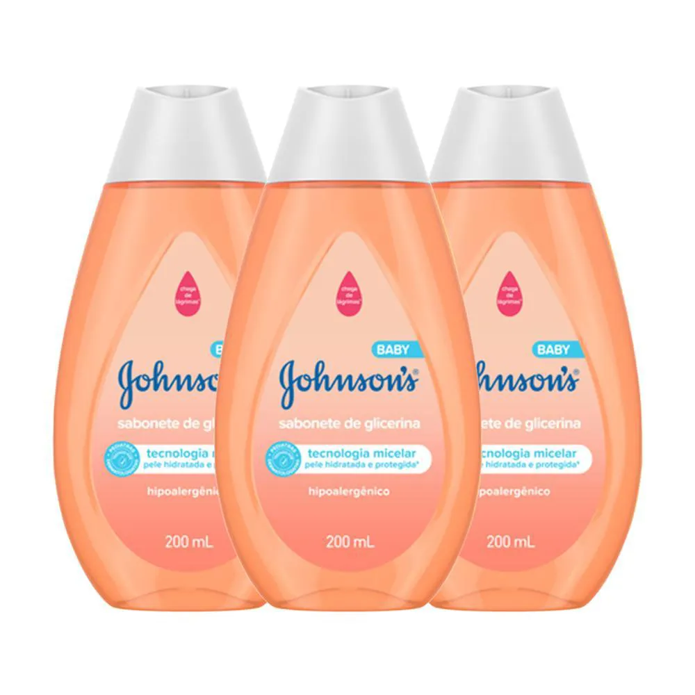 Kit com 3 Sabonetes Líquidos Johnson's Baby Cabeça Aos Pés