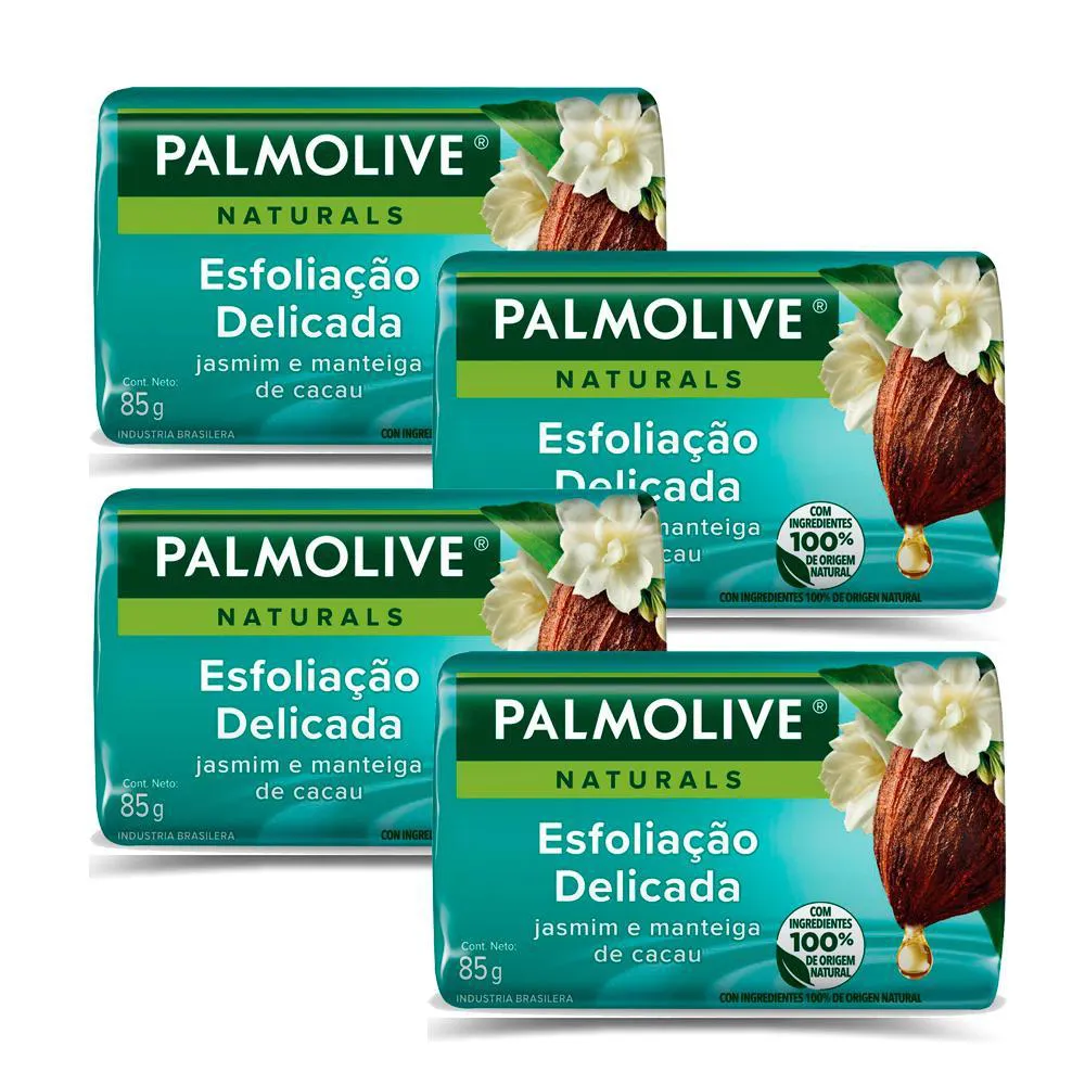 Kit 4 Sabonetes em Barra Palmolive Naturals Esfoliação Delicada 85g