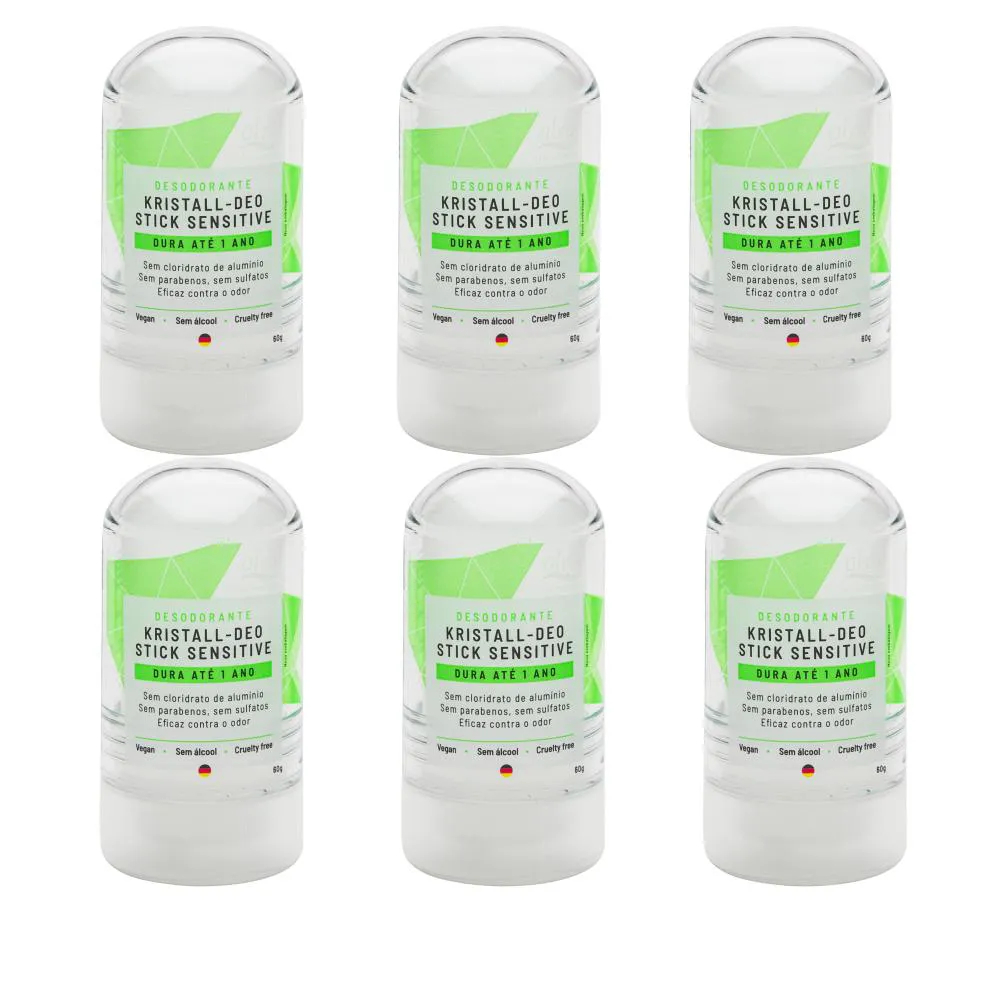 Kit Desodorante Stick Kristall Sensitive - Alva 60g 6 Unids