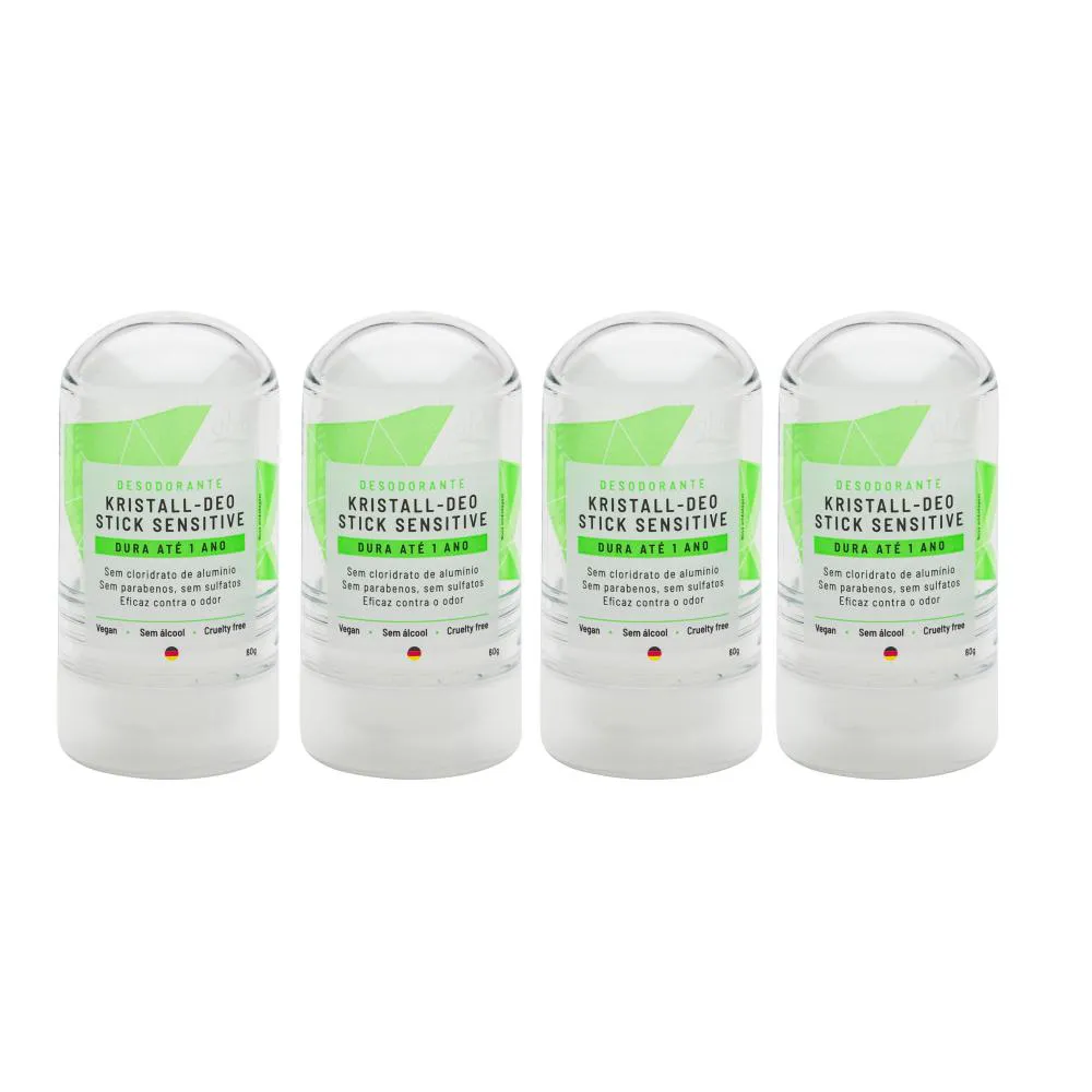 Kit Desodorante Stick Kristall Sensitive - Alva 60g 4 Unids