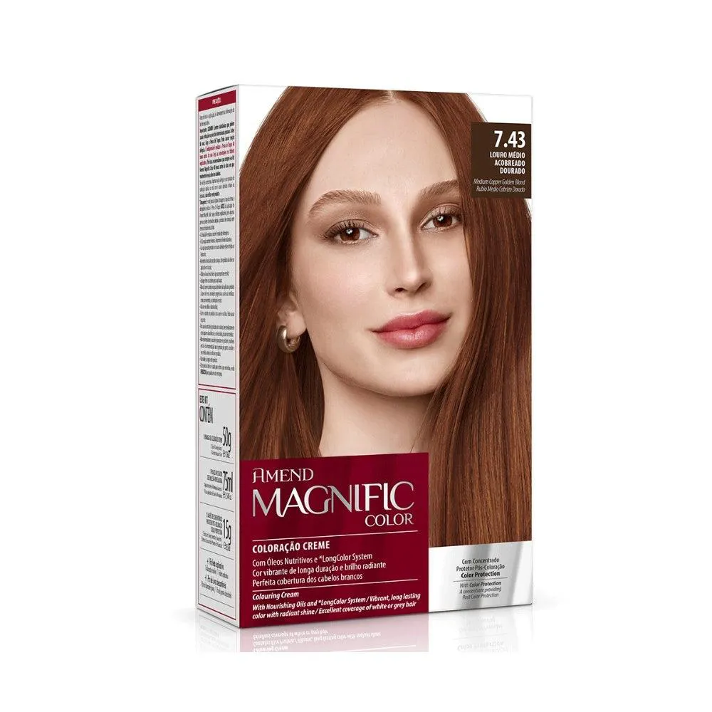 Tintura Amend Magnific Color 7.43 Louro Médio Acobreado Dourado