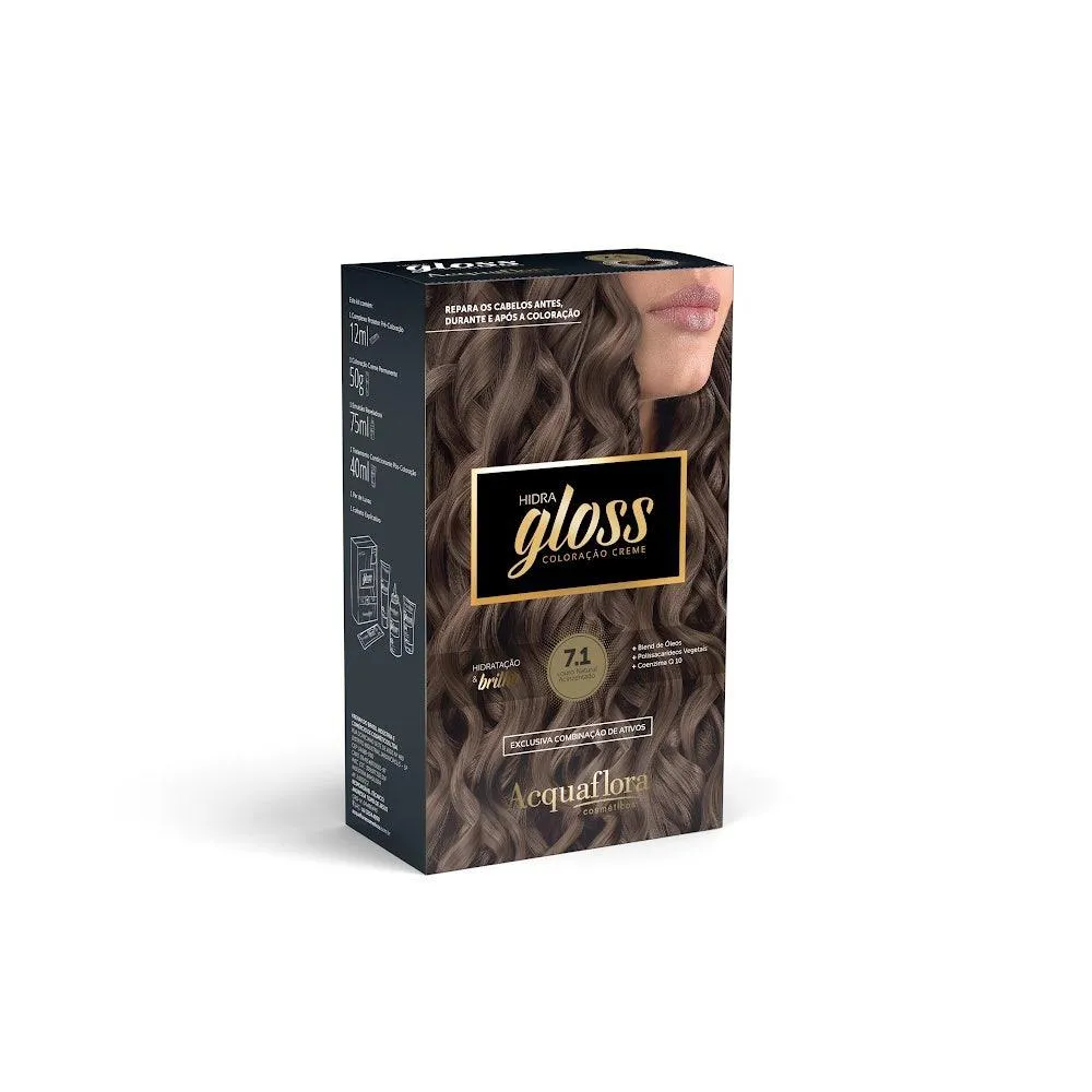 Tintura Acquaflora Hidra Gloss 7.1 Louro Natural Acinzentado