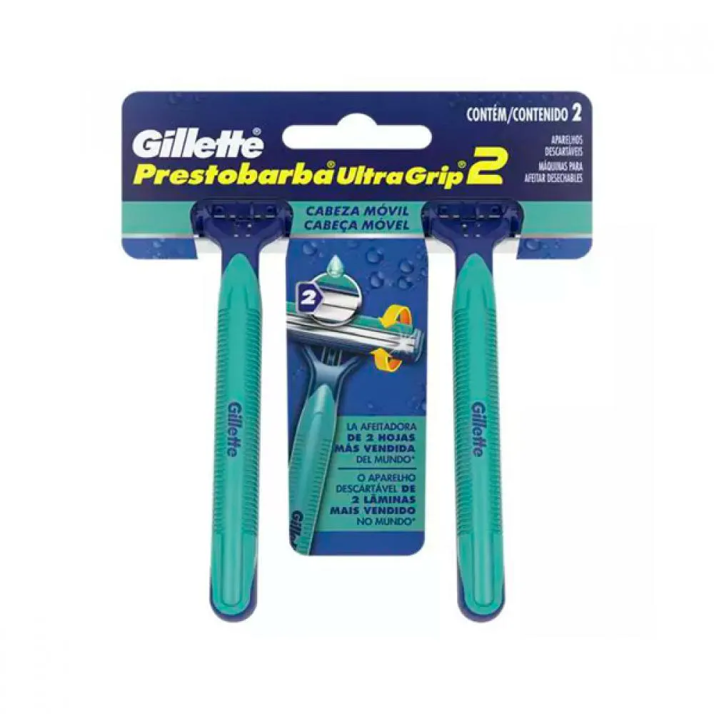 Aparelho de Barbear Prestobarba 2 Ultragrip Cabeça Móvel C/ 2 unidades