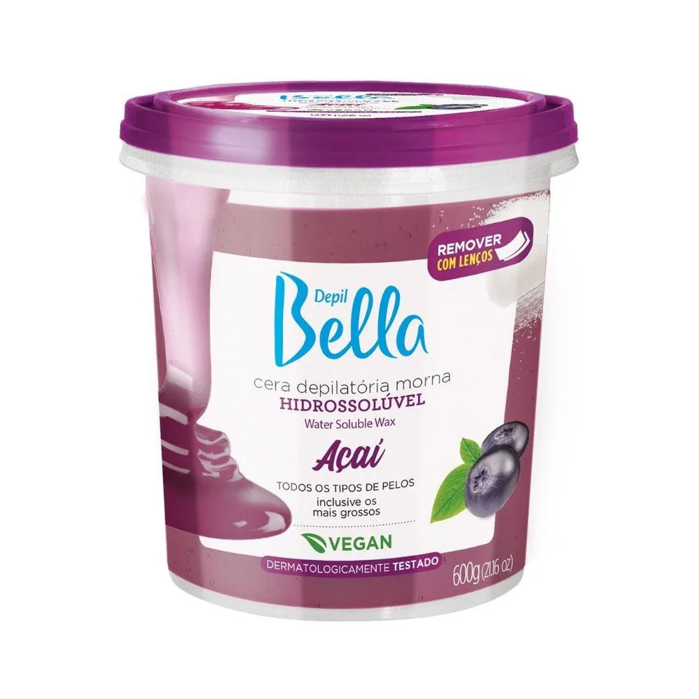 Cera Dep Depil Bella Hidrossolúvel Açaí 600gr