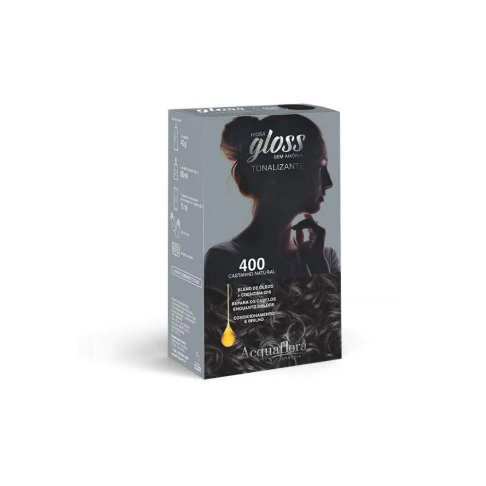 Tintura Tonalizante Acquaflora Kit Hidra Gloss 400 Castanho Natural