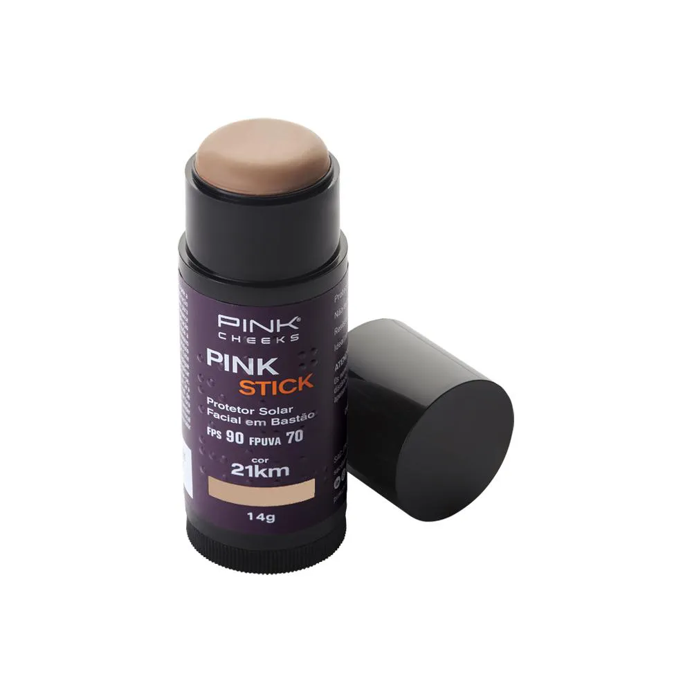 Protetor Solar e Base Pink Stick Fps90 Fpuva70 21Km - 14G - Pink Cheeks