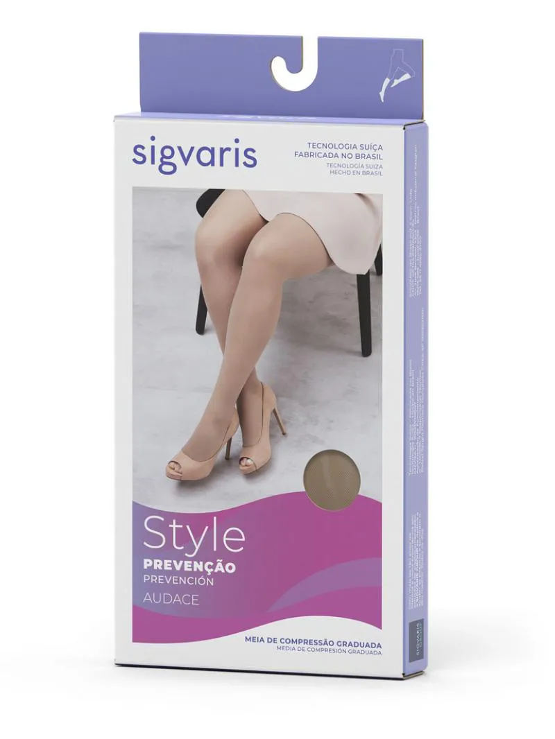 Meia Sigvaris Calça 120b Audace 15-20mmhg com Ponteira e Bege