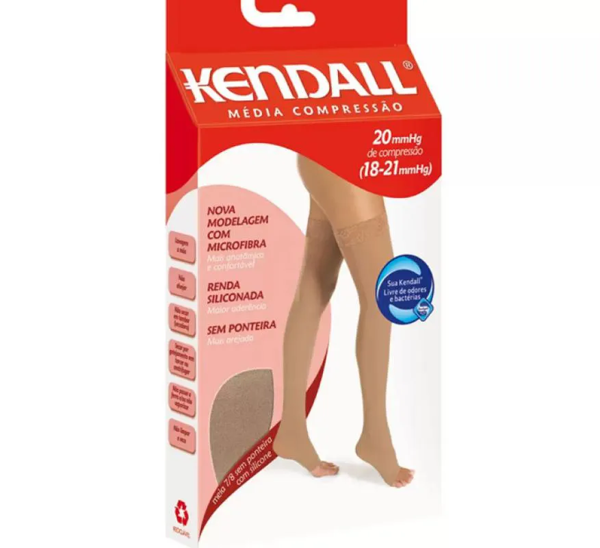 Meia 7/8 Media Compressão com Silicone Sem Ponteira 18-21mmhg Kendall M