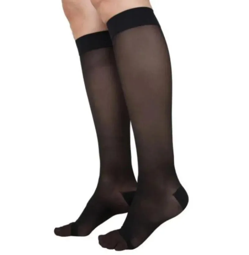 Meia 3/4 Sigvaris Ever Sheer 20-30mmhg Fechada M Preto