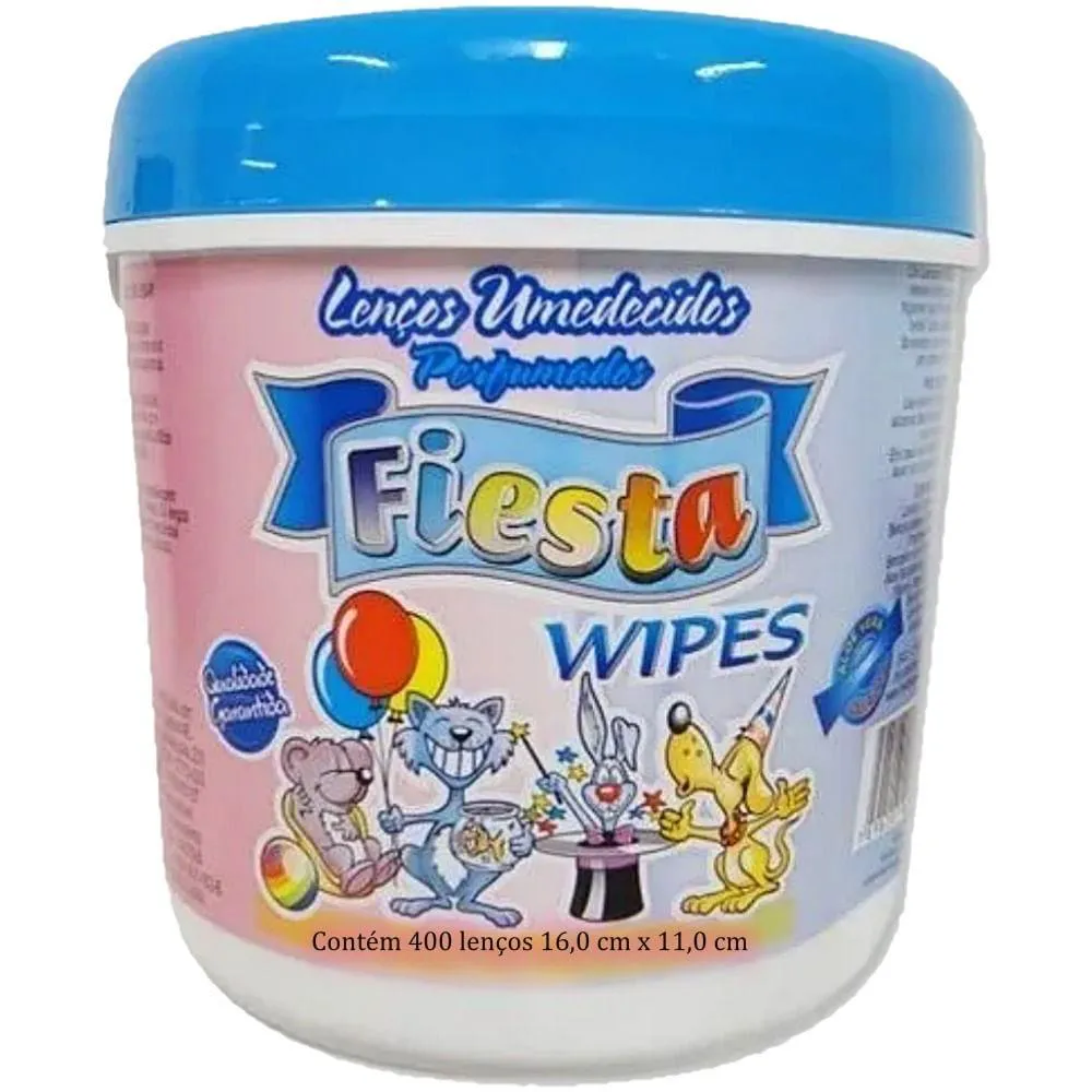 Lenço Umedecido Fiesta Wipes Perfumado Aloe Vera Lanolina sem Álcool Azul 400 unidades