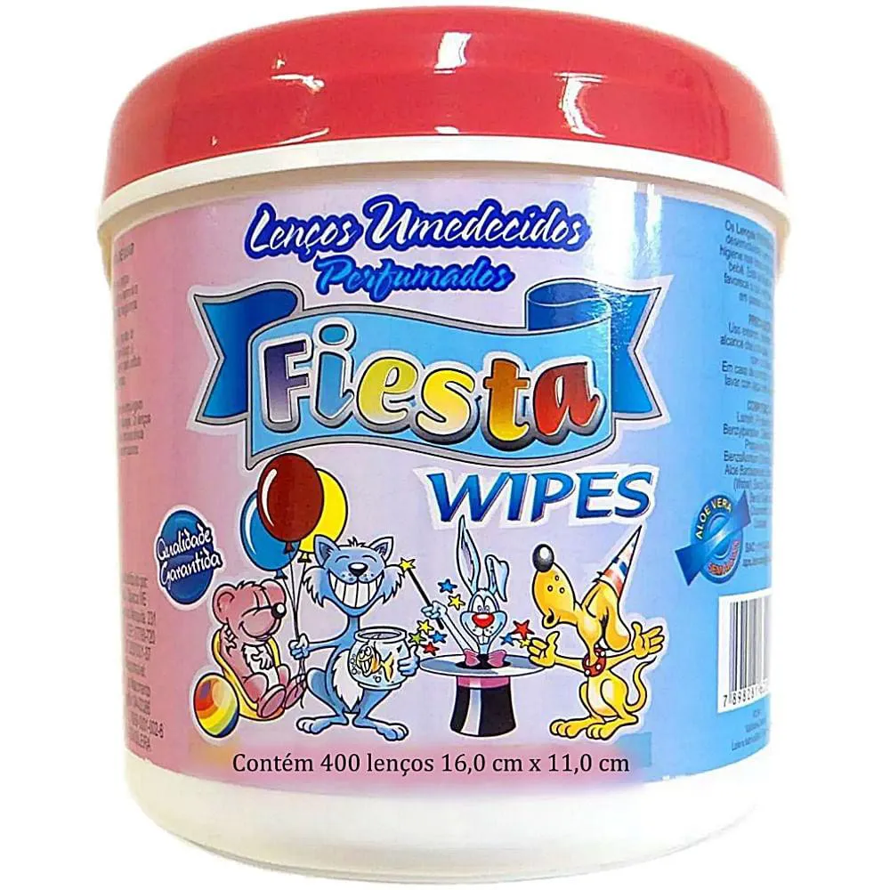 Lenço Umedecido Fiesta Wipes Perfumado Aloe Vera Lanolina sem Álcool Rosa 400 unidades