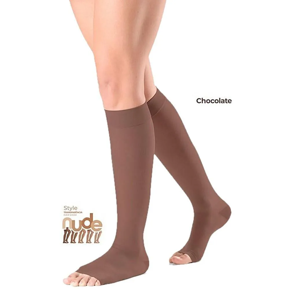 Meia 3/4 Sigvaris Ever Sheer 20-30mmhg Aberta Chocolate P2