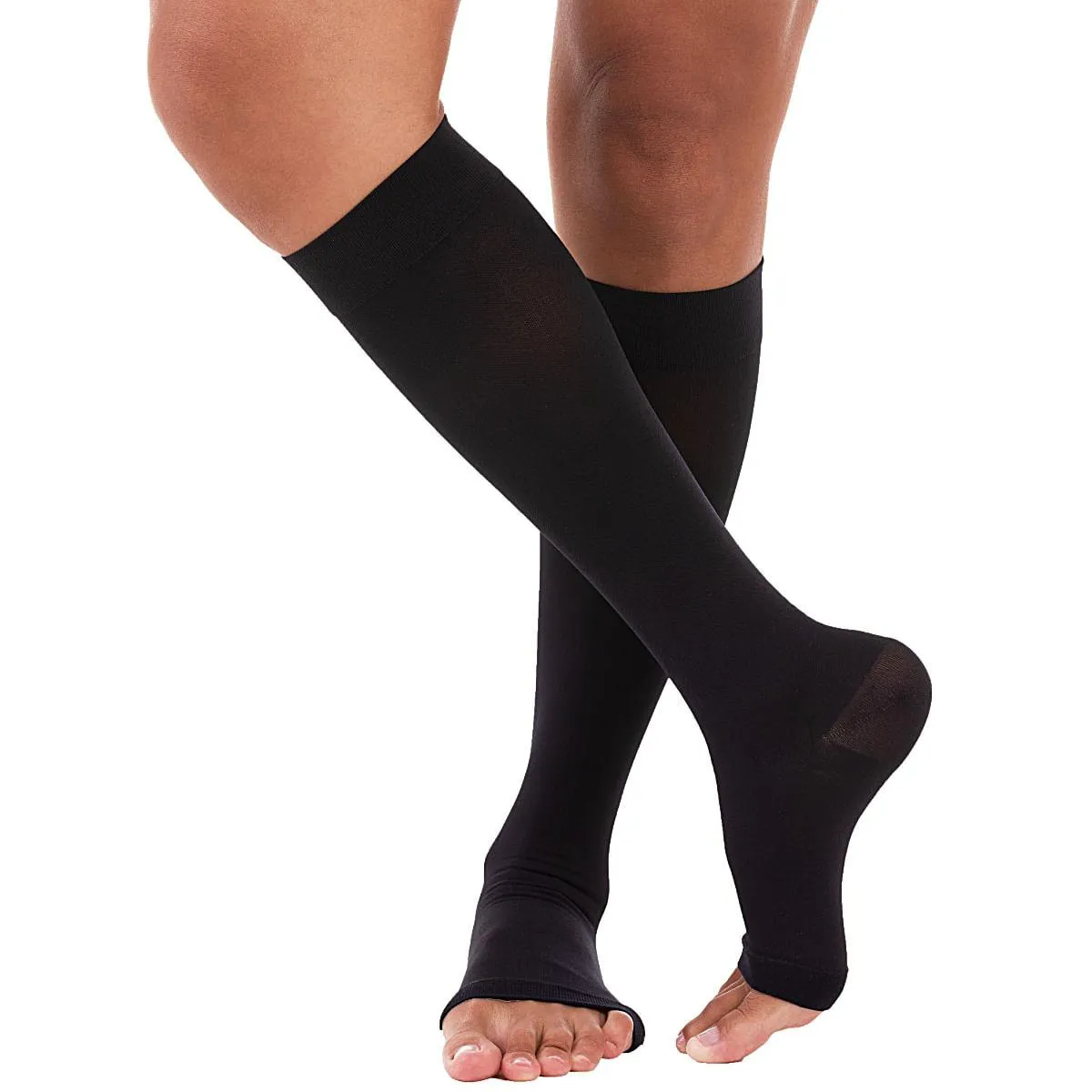 Meia de Compressão Panturrilha Venosan Ultraline 4000 20-30mmhg Pé Aberto Preto Tam G