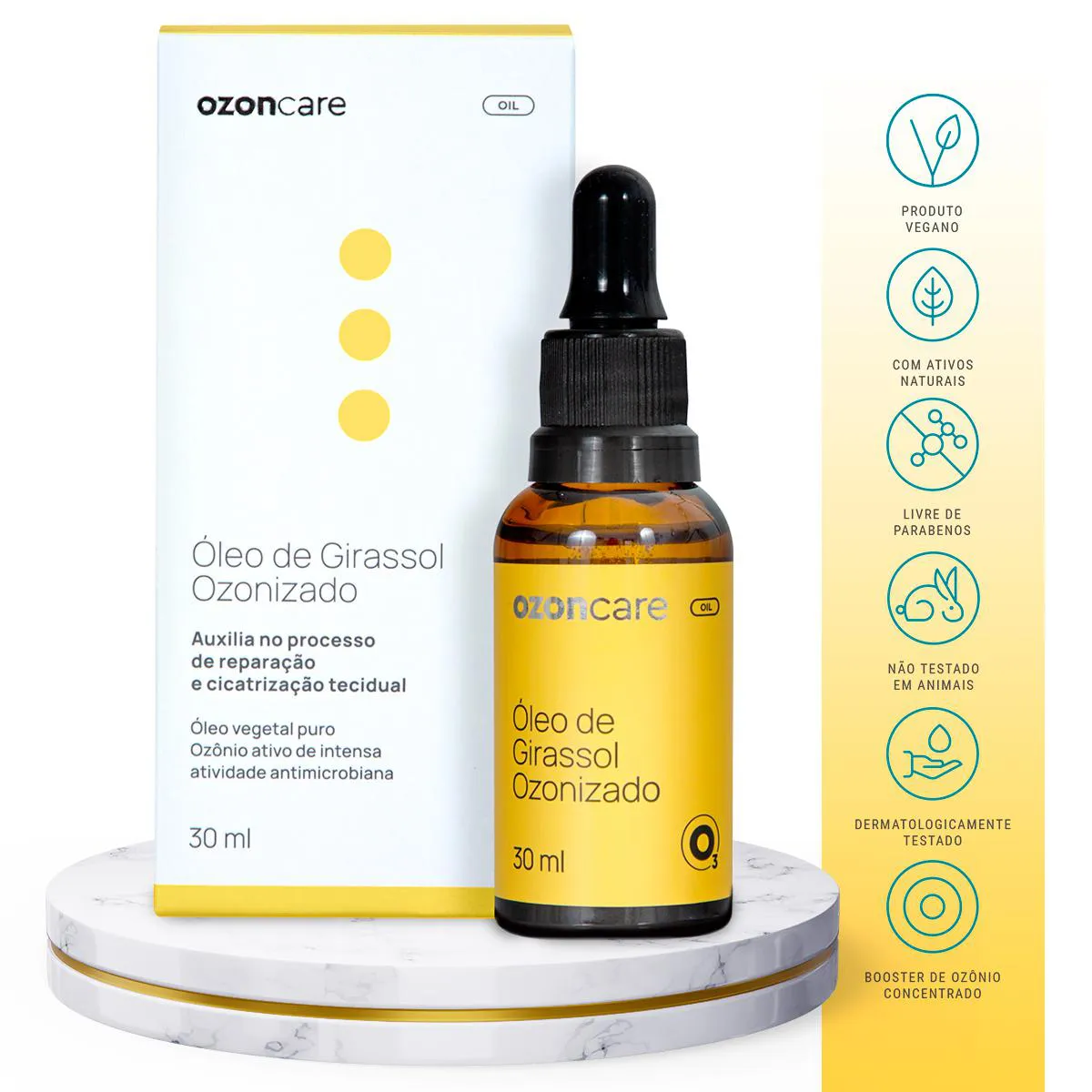 Óleo de Girassol Ozonizado para Renovação da Pele 30ml