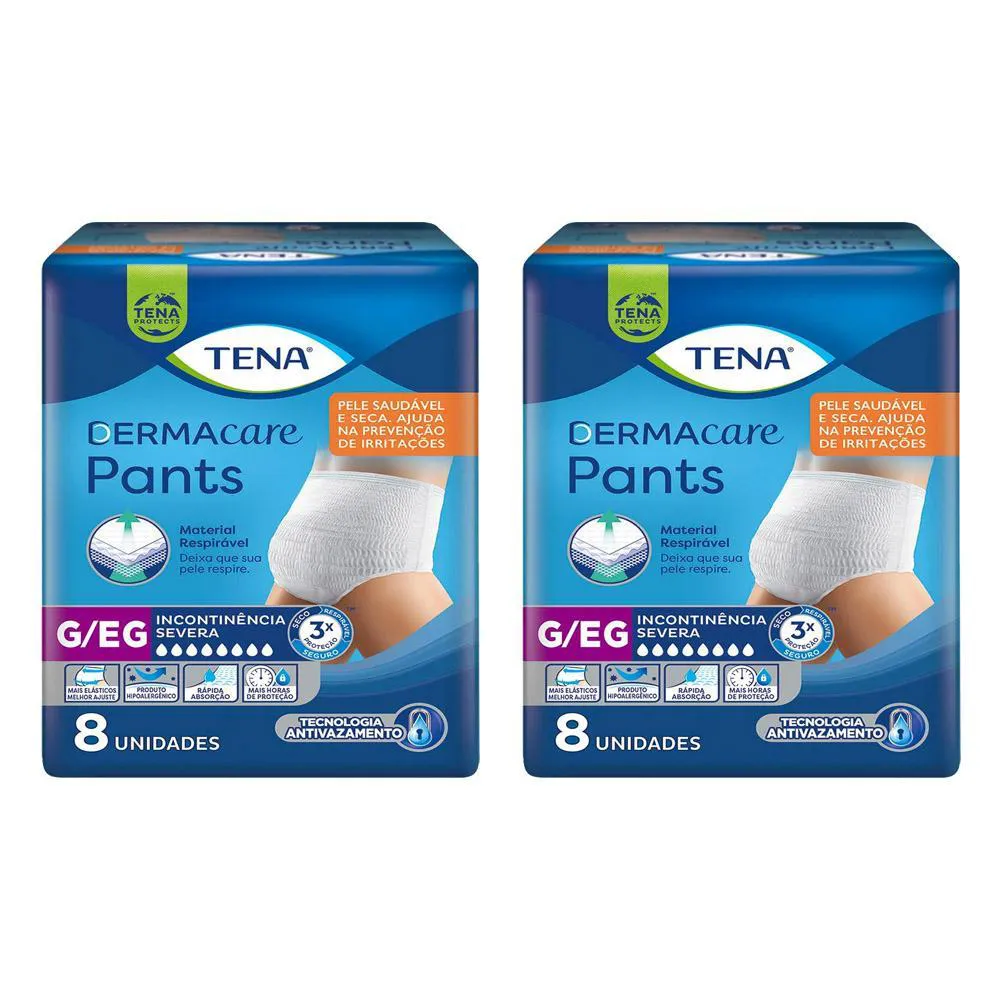 Kit 2 Roupa Intima Tena Dermacare Pants Ultra G/eg com 8 Un Cada