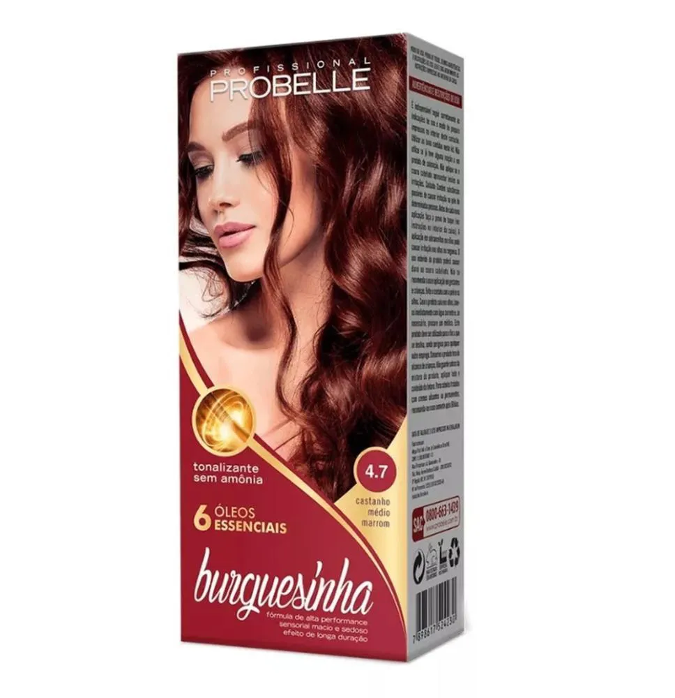 Tintura Probelle Burguesinha 4.7 Castanho Medio Marrom