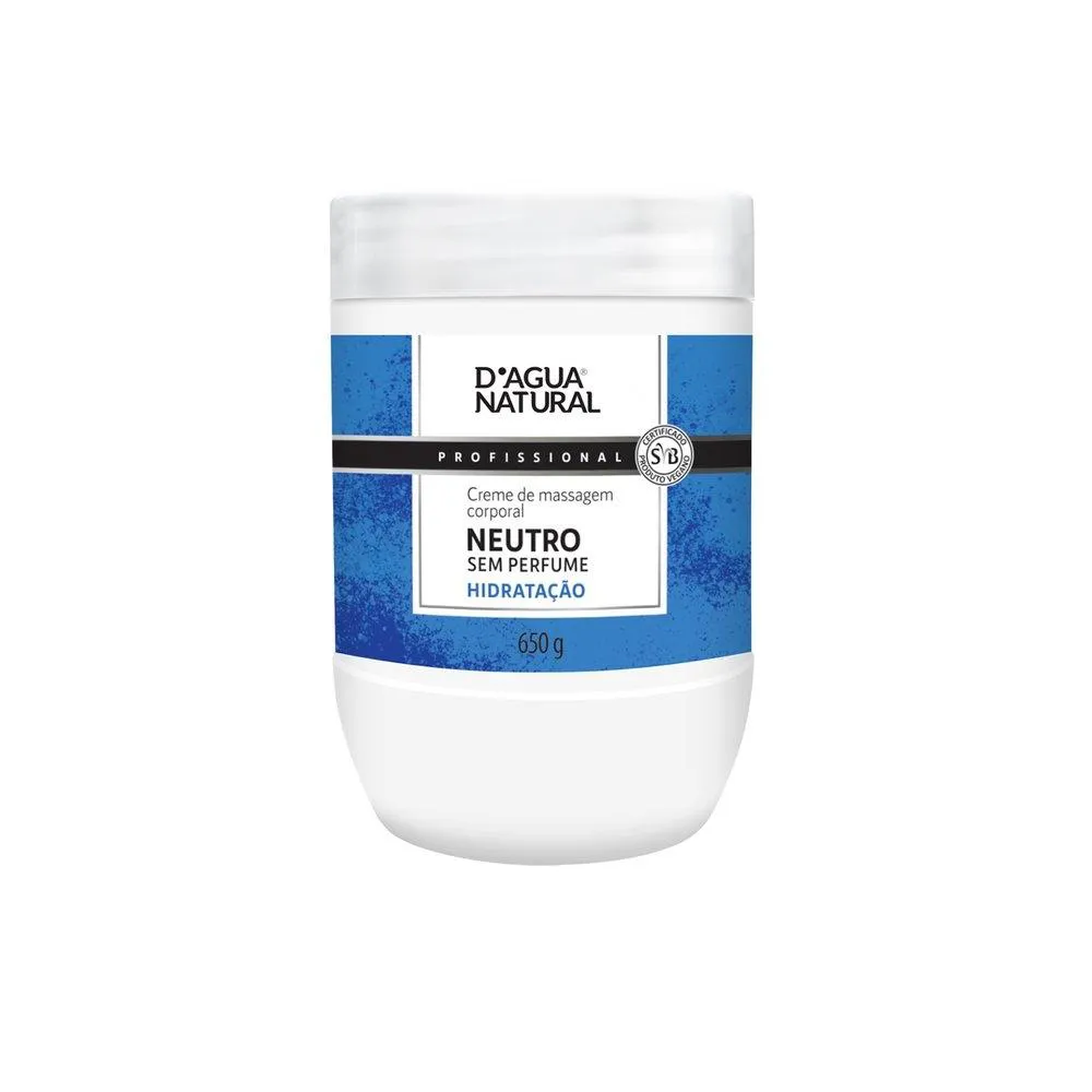 CREME DE MASSAGEM D’áGUA NATURAL NEUTRO - 650G