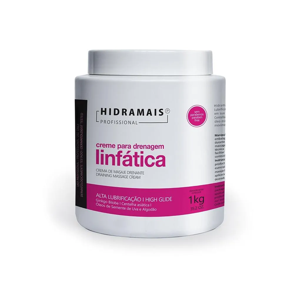 Creme de Massagem Hidramais Drenagem Linfática - Alta Lubrificação - 1000G