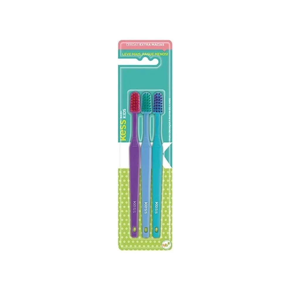 Escova Dental Kess Kids Extra Macia 2581 com 3un