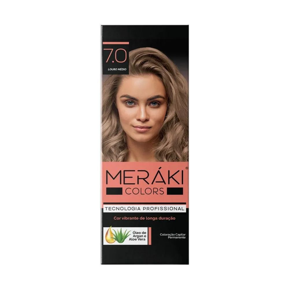 Kit Tintura Meráki Color Louro Médio 7.0 125GR