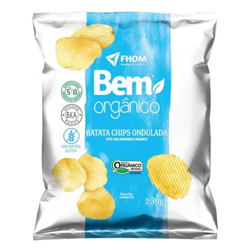Batata Chips Ondulada Bem Orgânico 30g Vegano Sem Glúten FHOM