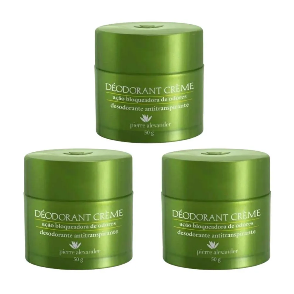 Kit Desodorante Antitranspirante Creme Pierre Alexander Bloqueador de Odores 50g 3 unidades