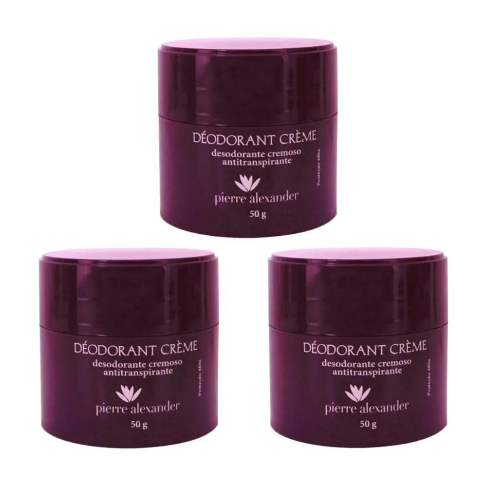 Kit Desodorante Antitranspirante Creme Pierre Alexander 50g 3 unidades
