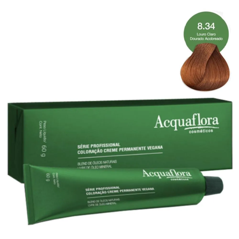 Coloração Creme Acquaflora Vegana 8.34 Louro Claro Acobreado 60G
