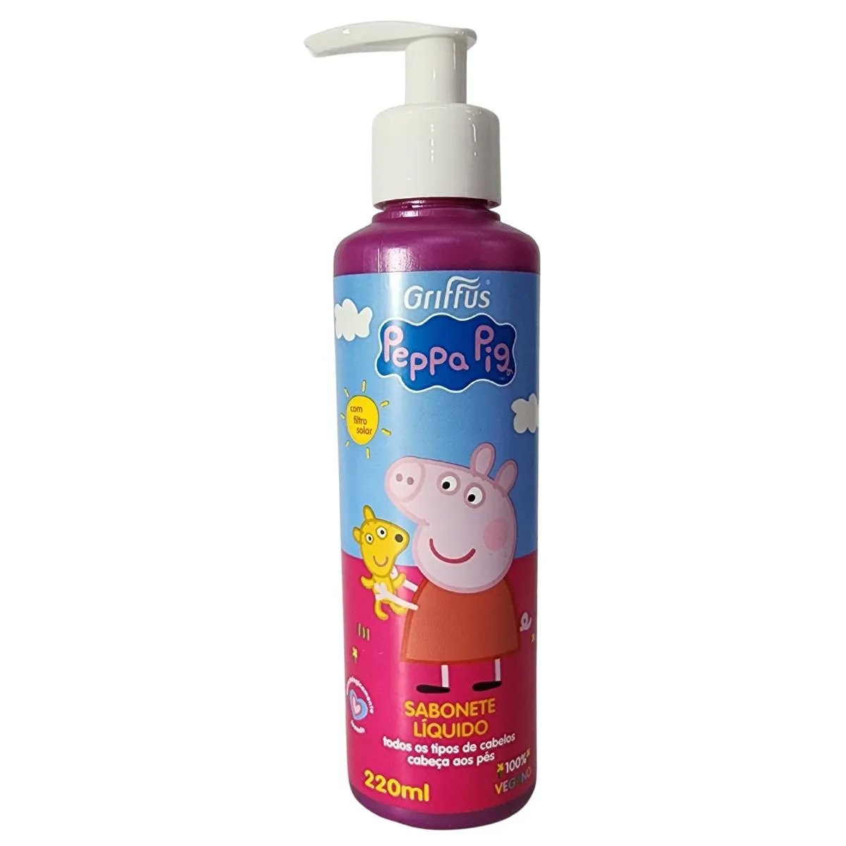 Sabonete Líquido Cabeça Aos Pés Vegano Peppa Pig Griffus 220ml