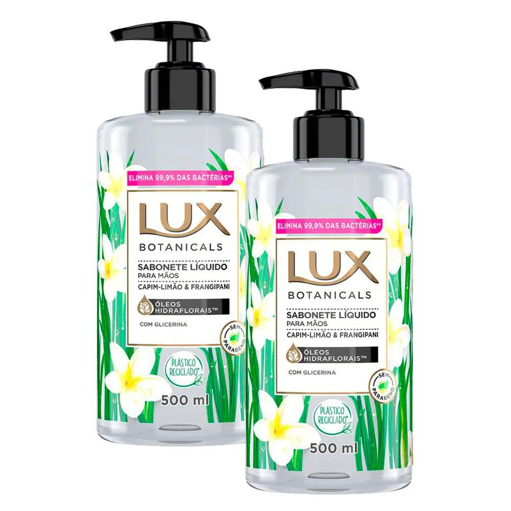 Kit 2 Sabonetes Líquido Lux Botanicals Capim-Limão & Frangipani 500Ml