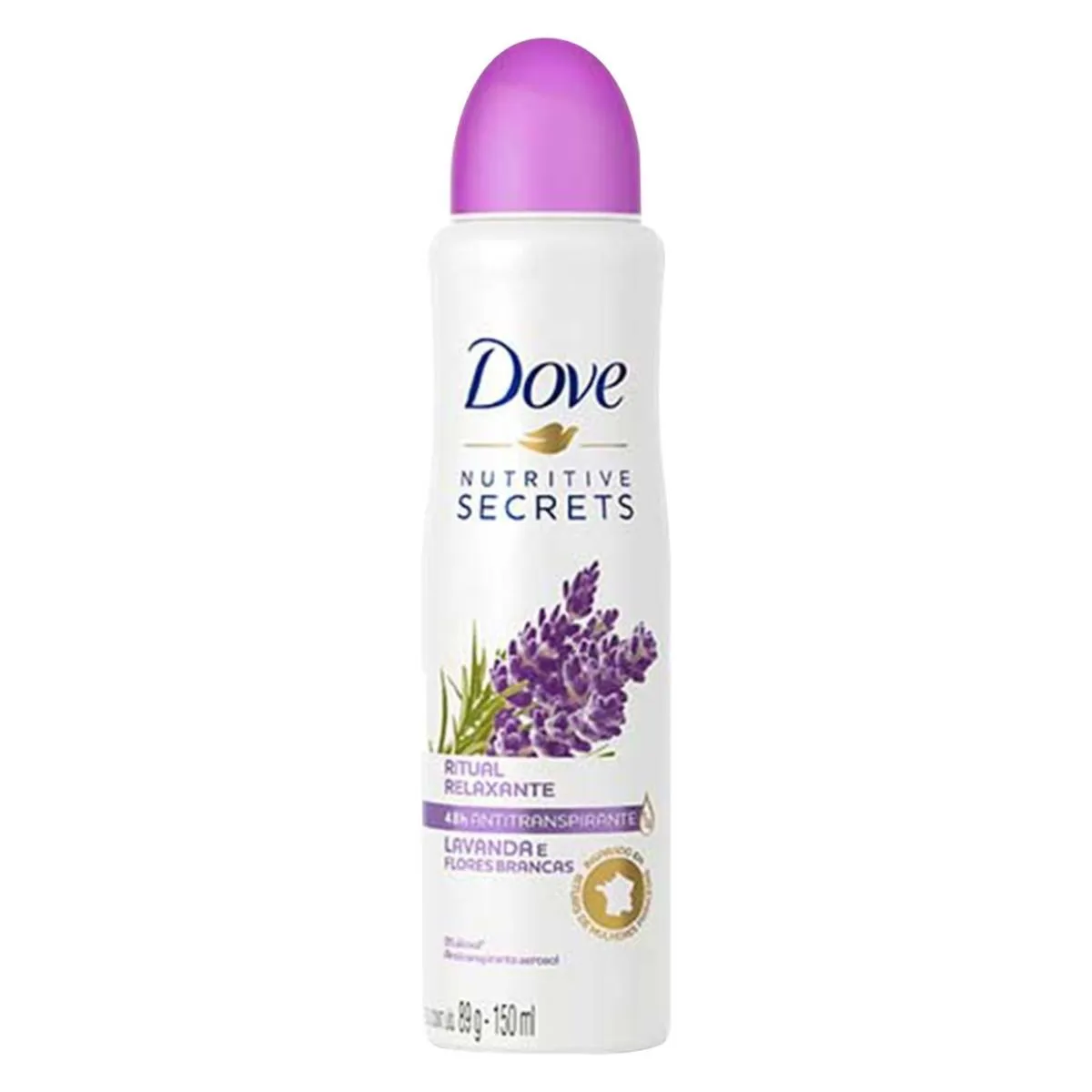 Desodorante Antitranspirante Aerosol Dove Nutritive Secrets Ritual Relaxante Lavanda e Flores Brancas Feminino 48h sem Álcool 250ml