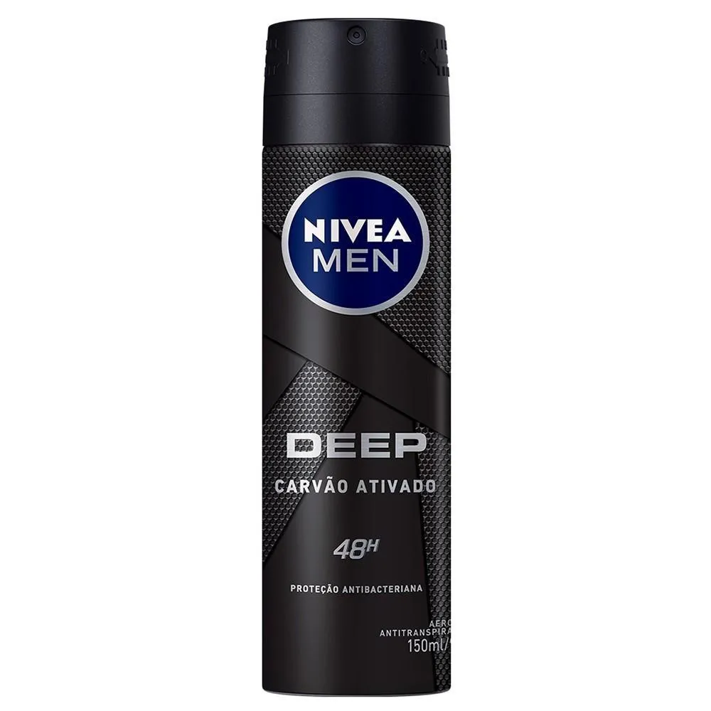 Desodorante Antitranspirante Aerosol Nivea Men Deep Carvão Ativado 48h 150ml