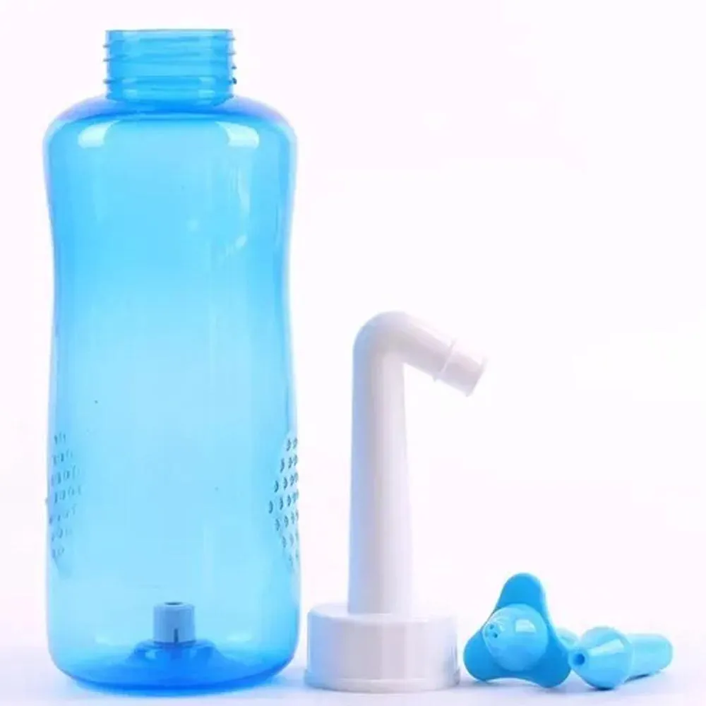 Lavador Limpador Nasal Nariz Narina Ameniza Sinusite Rinite Garrafa 300ml Branco