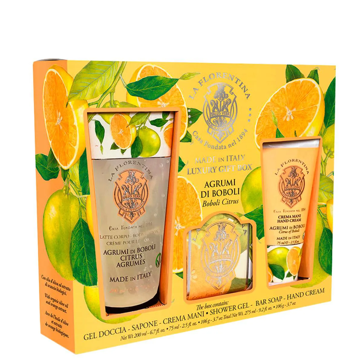 Kit La Florentina Agrumi Di Boboli - Sabonete em Barra 106g + Body Lotion 75ml + Shower Gel 200ml