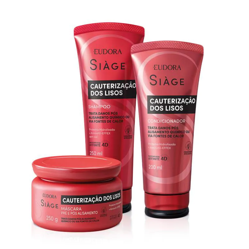 Kit Siage Cauterizacao Dos Lisos Shampoo+cond+máscara