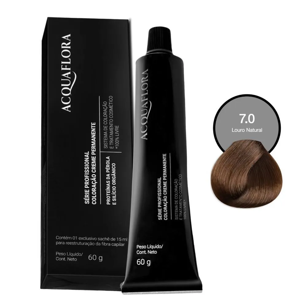 Coloração Creme Permanente Acquaflora 7.0 Louro Natural 60g