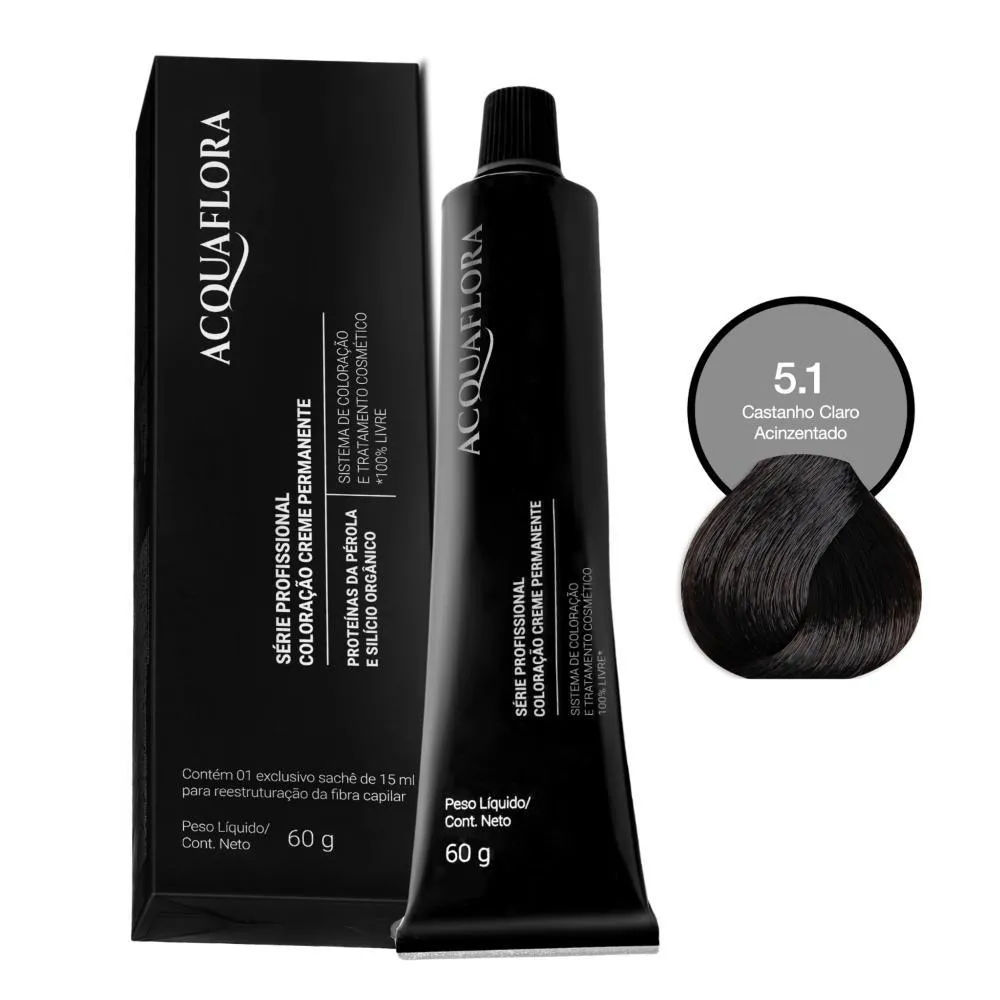 Coloração Creme Permanente Acquaflora 5.1 Castanho Claro Acizentado 60g