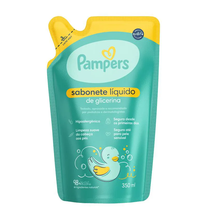 Pampers Sabonete Liquido de Glicerina Corporal Refil 350ml